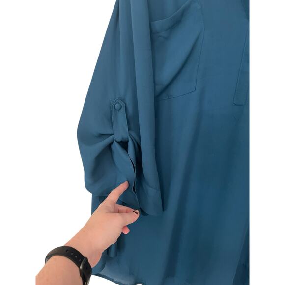 Torrid Womens Harper Collard 3/4 Sleeve Blouse Top Legion Blue Size 4X - Picture 2 of 6